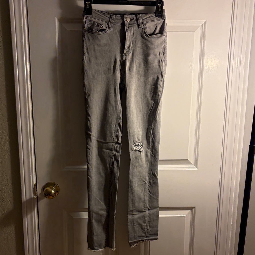 Joe's Jeans Women’s Light Gray Distressed Straight Leg Jeans